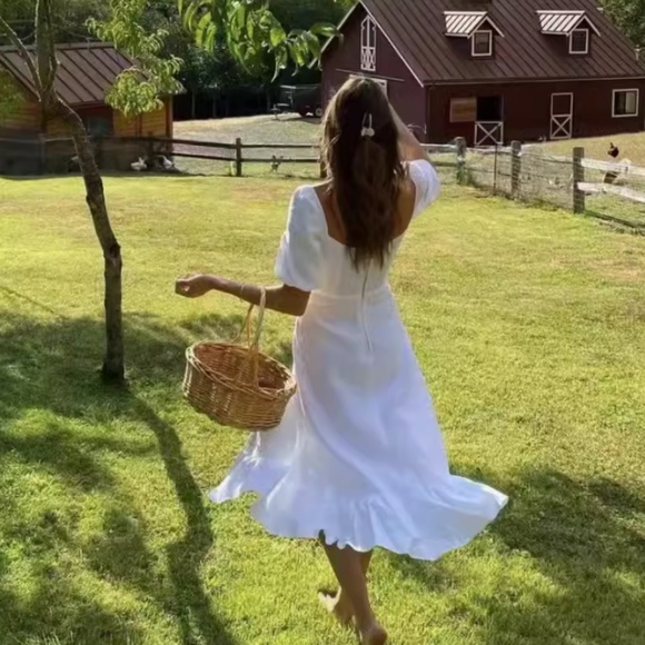 NWT A Classic Piece Reformation Belgium Linen Midi Dress - White - Picture 8 of 11